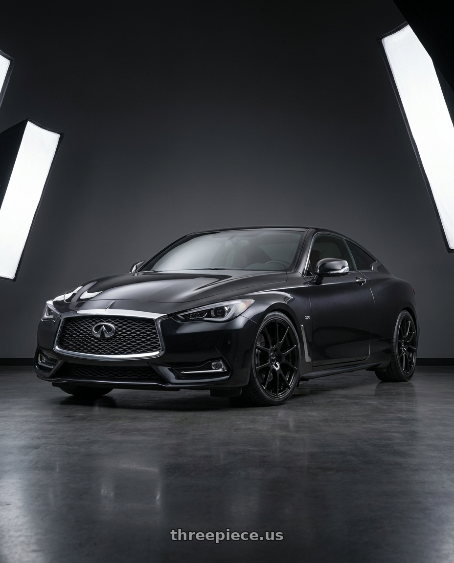 2018 Infiniti Q60 Red Sport with Vision Street-Designs 18 Hellion 5x114.3 17x7.5+40 Gloss Black wheels