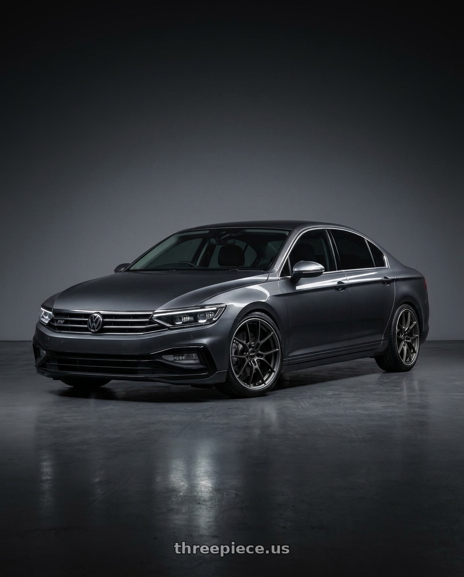 Volkswagen Passat B8.5 2022 with Volk Racing G025 5x114.3 19x8.5+38 Matte Gunblack / Rim Edge DC wheels