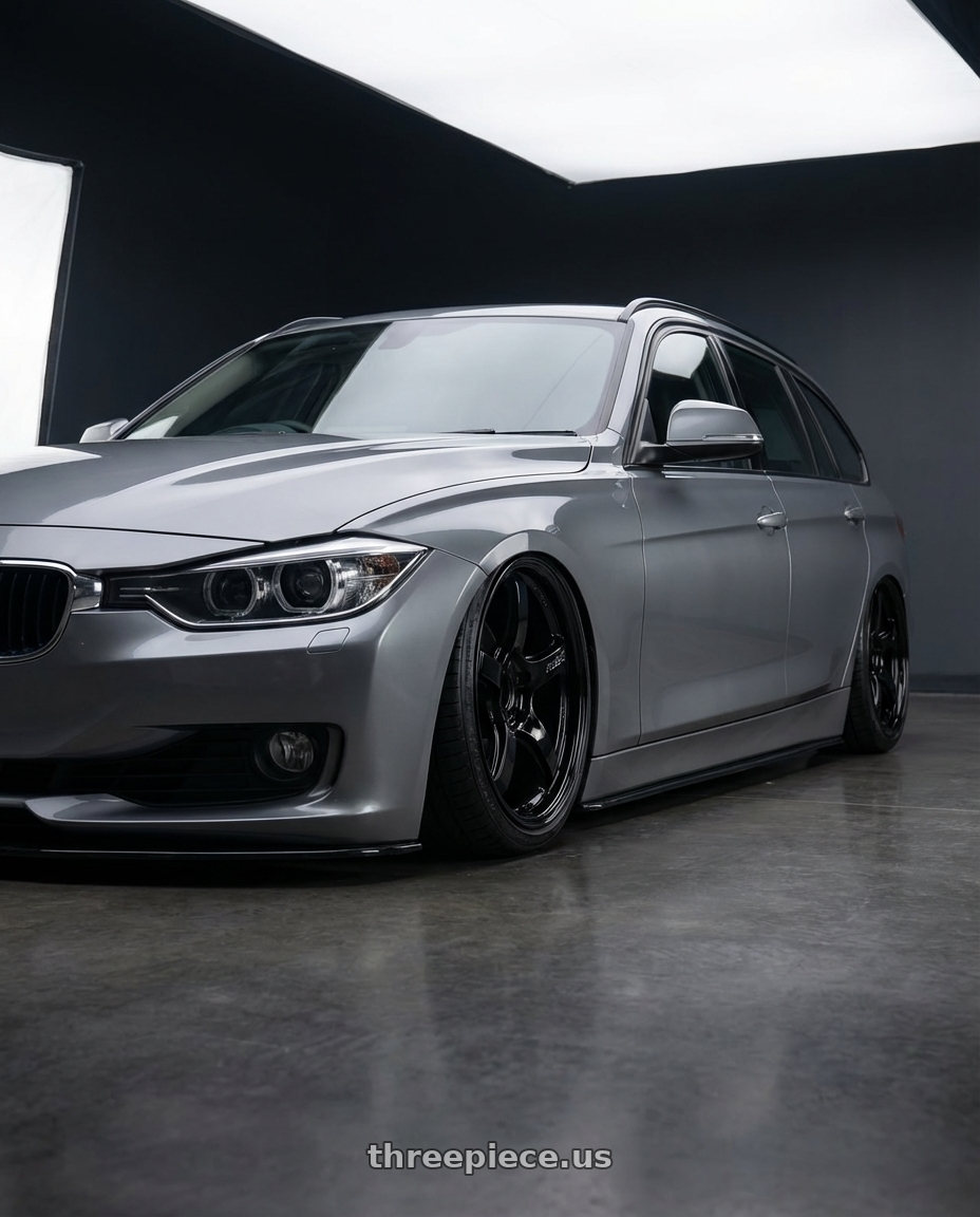 2016 BMW 3 Series F30 with Gram Lights 57CR 5x120 19x8.5+35 Glossy Black wheels