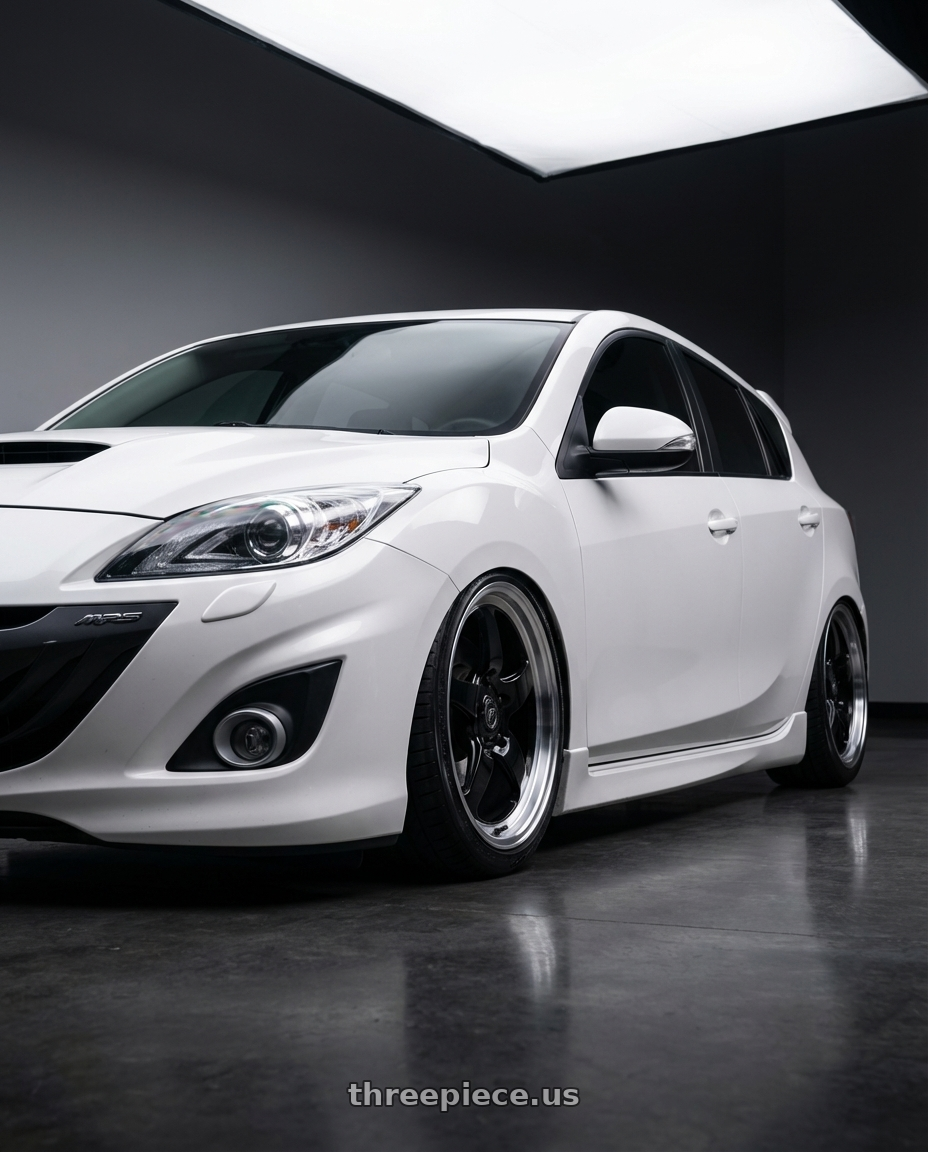 2012 Mazda Mazdaspeed3 with Forgestar D5 Drag 5x114.3 18x10 +42 Gloss Black Machined wheels