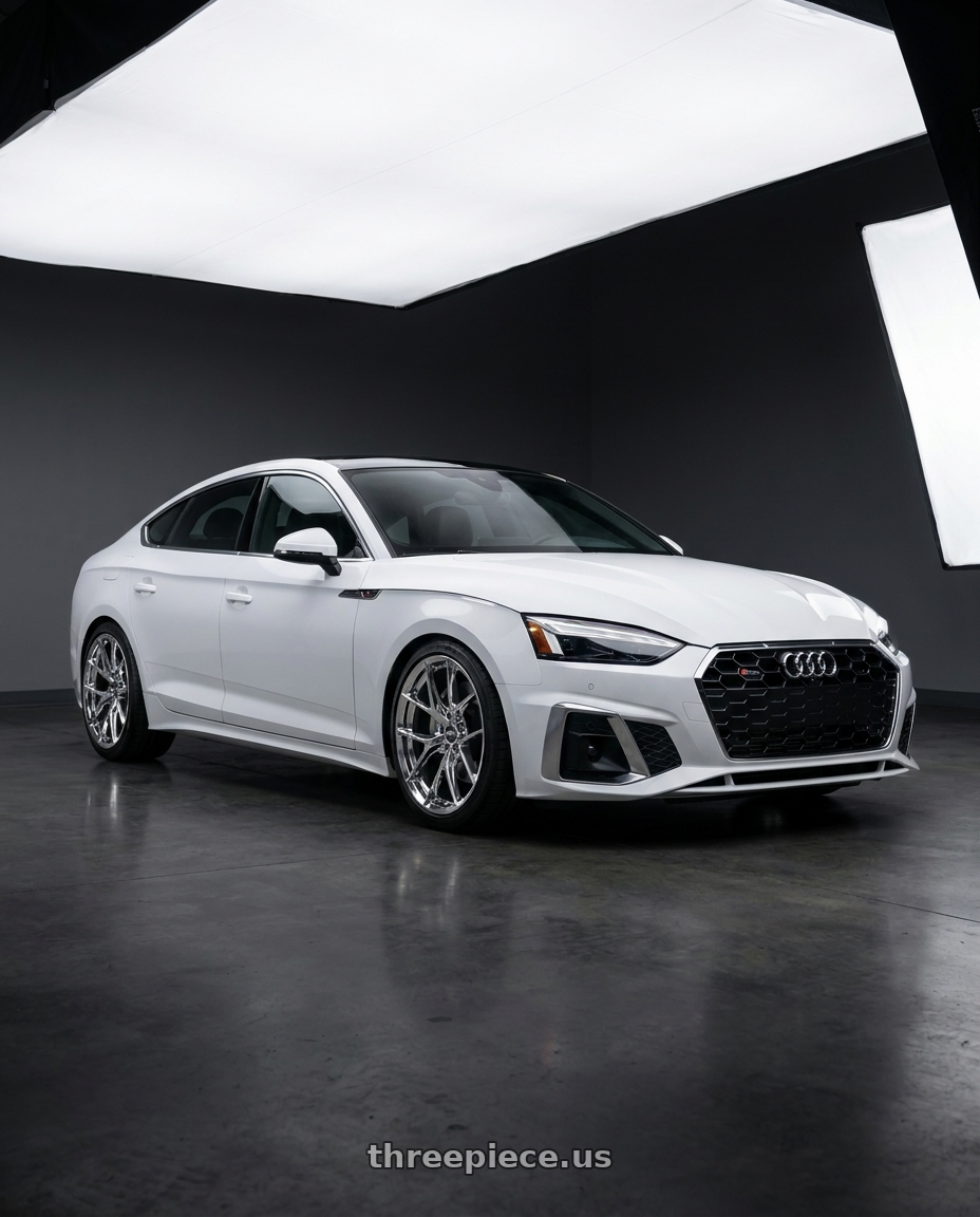 2023 Audi a5 s line with ESR Wheels RF2 5x112 19x9.5 +35 Vacuum Chrome wheels