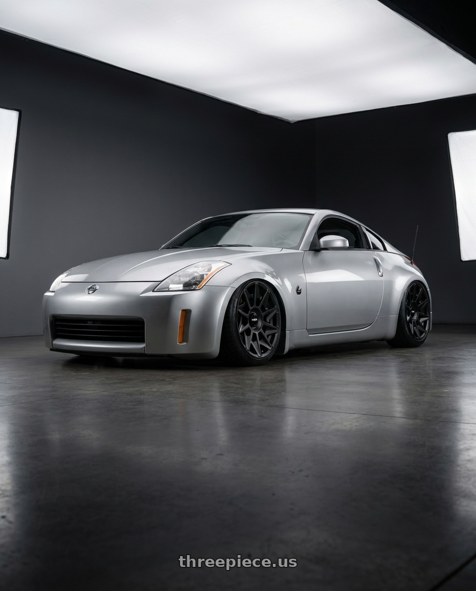 2004 Nissan 350Z with Rotiform 1PC R129 CVT 5X100/5X112 19X8.5 +45 MATTE BLACK wheels