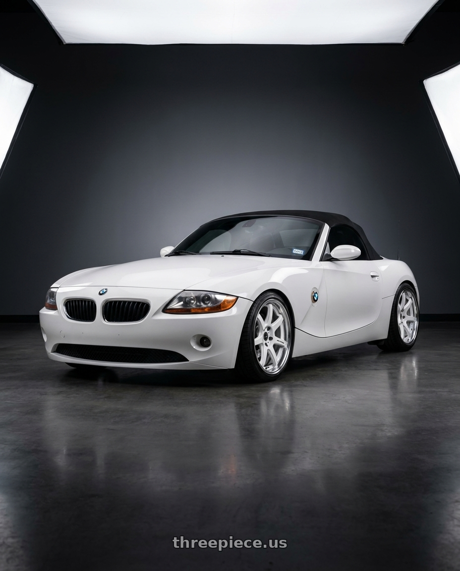 2003 bmw z4 2 5 with Work T7r 2P 5x120 18x8.5 +45 WHITE wheels