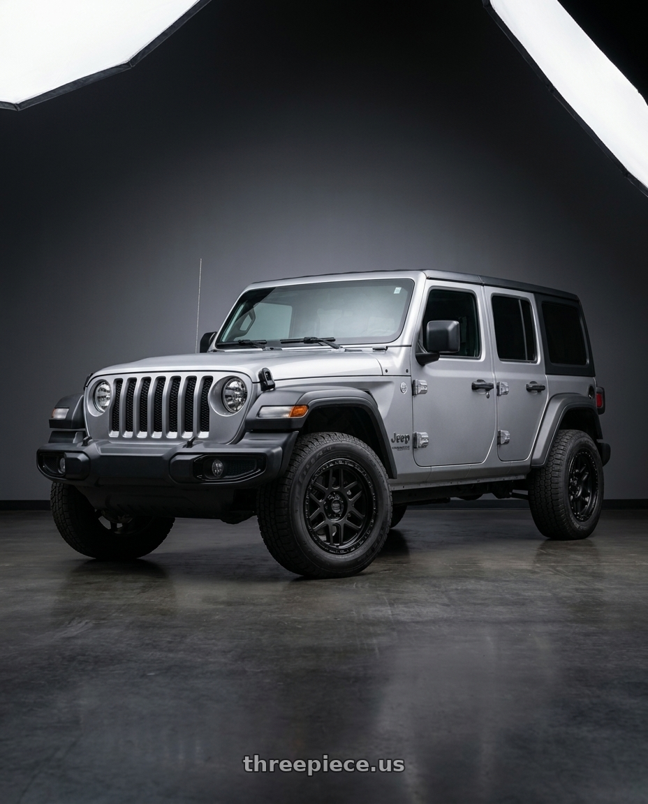 2021 Jeep Wrangler Sport with KMC KM544 MESA 5X127 17X9 +18 SATIN BLACK WITH GLOSS BLACK LIP wheels
