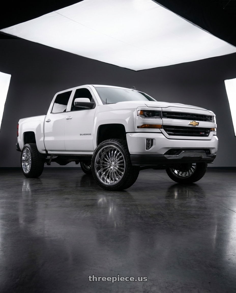 2017 Chevy Silverado with Strada Spina 5x114.3/5x127 22x8.5 +40 Chrome wheels