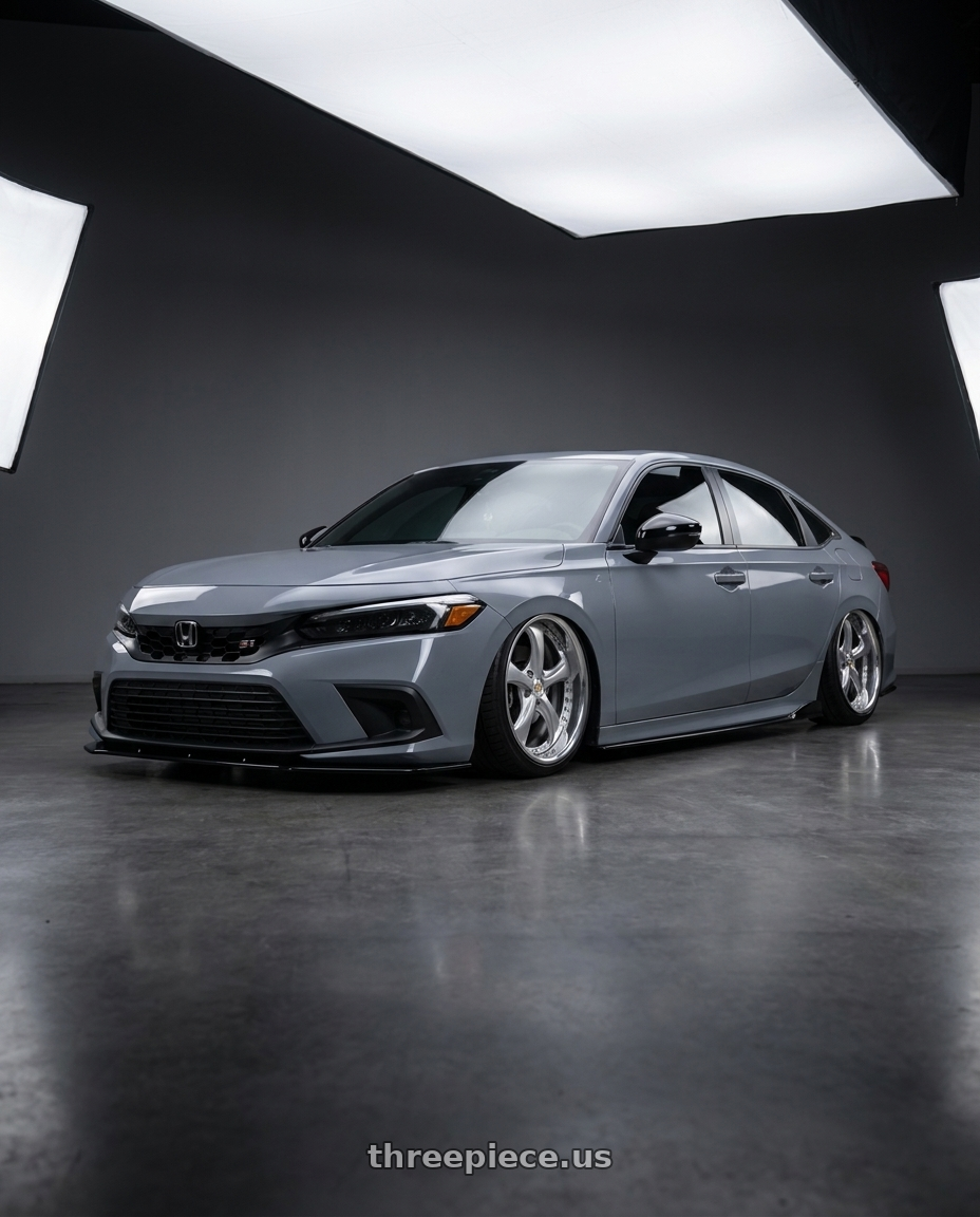 2023 Honda Civic Si with Work Wheels VS-KF 5x114.3 18x8+40 Light Grey Silver A Disk FULL REVERSE wheels