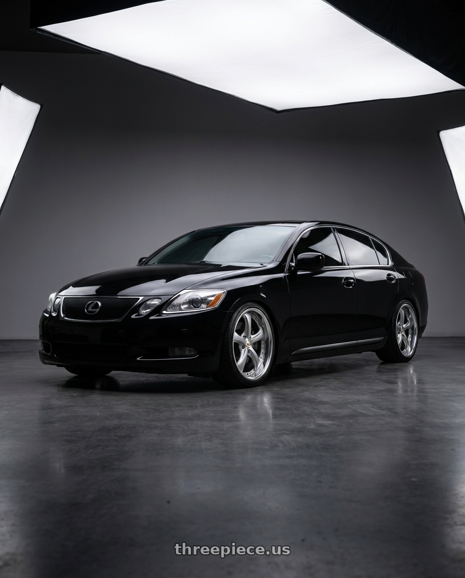 2007 Lexus gs350 black  with Work Wheels VS-KF 5X114.3 19x10+33 Light Grey Silver R Disk FULL REVERSE wheels