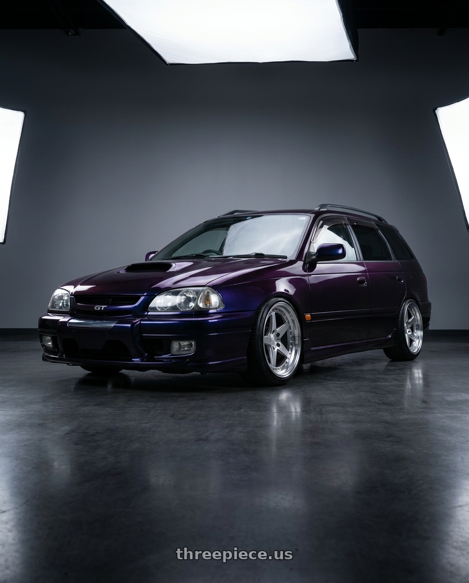 1997 Toyota Caldina with Aodhan DS05 5x100 18x8.5+35 Silver w/Machined Face wheels