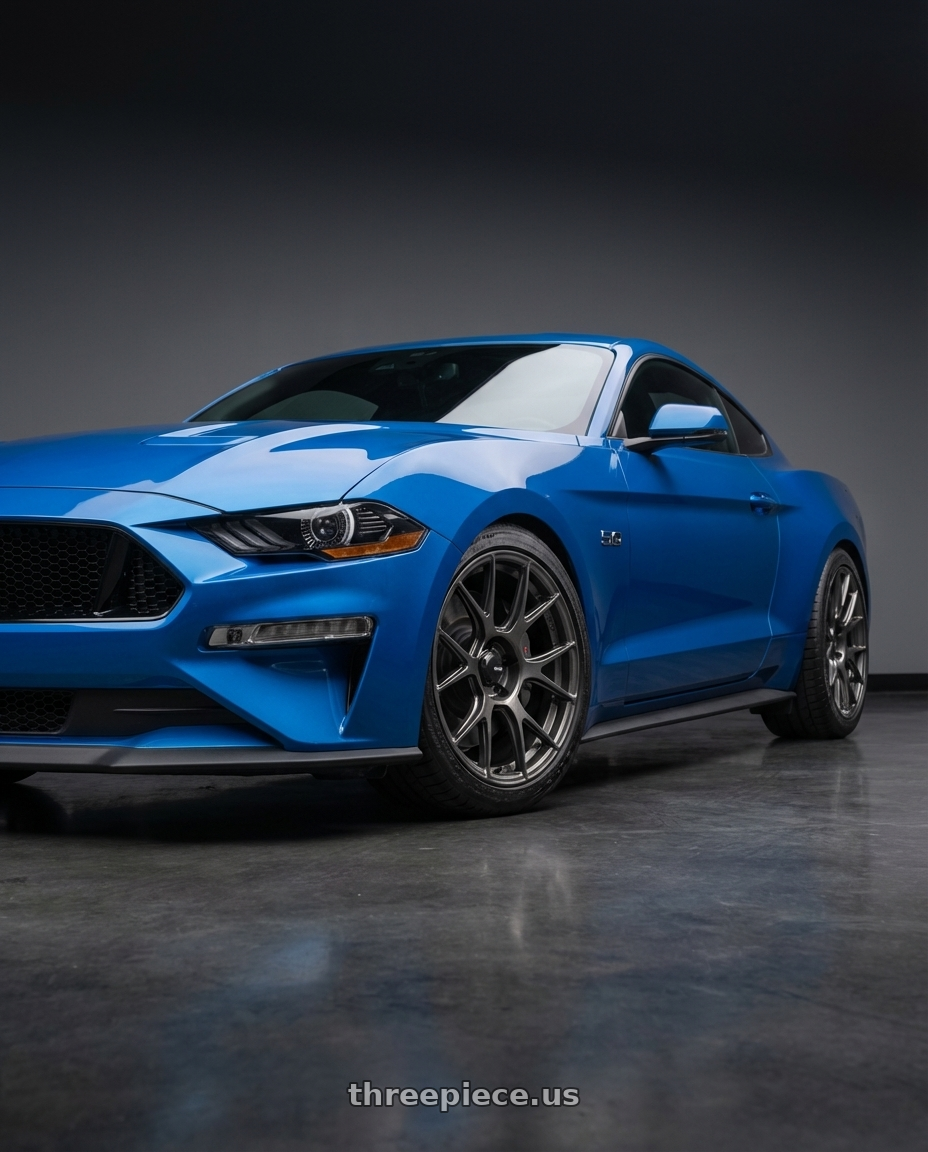 2022 Ford Mustang GT with Konig Ampliform 5x114.3 19x10.5+23 Dark Metallic Graphite wheels