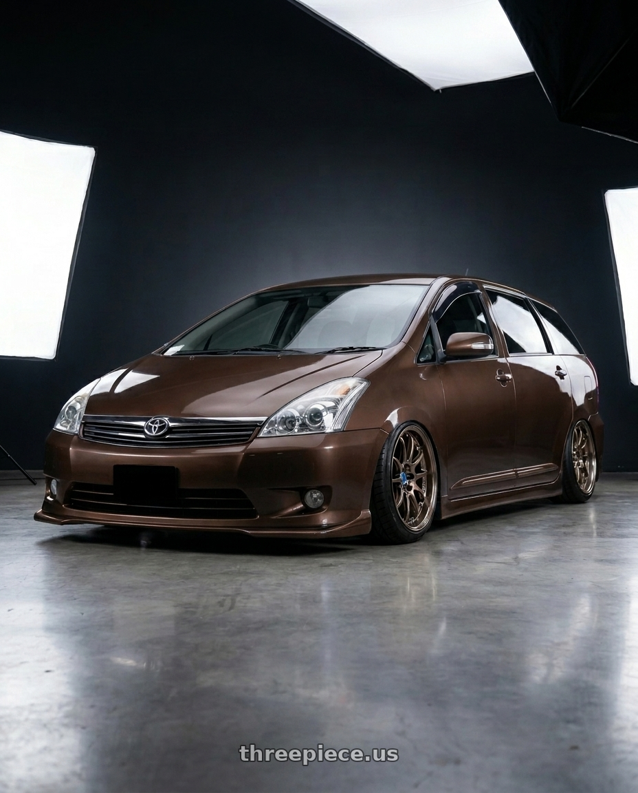 2008 toyota wish, brown  with Work Emotion D9r 5x100 19x9.5 +38 Matte Bronze wheels