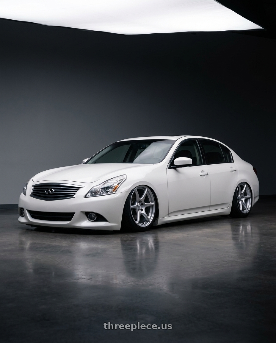 2013 G37xs white with Kansei K11S Tandem 5x114.3 19x9.5 22 Hyper Silver wheels