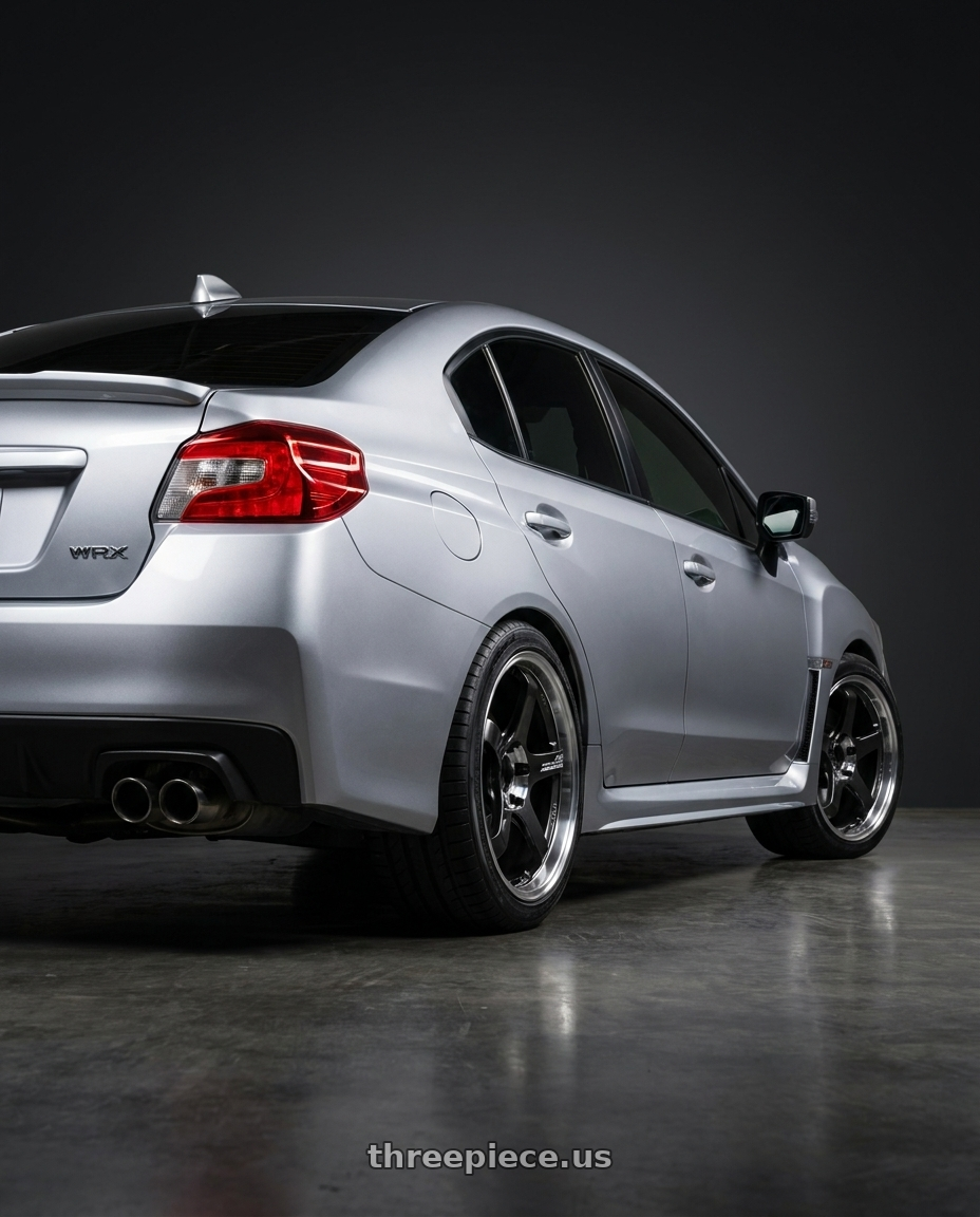 2018  SUBARU  WRX with Advan Racing GT BEYOND-R 5x114.3 18x8.5 +37 DIAMOND CUT & DARK PLATINUM BLACK wheels rear three quarter view square tires