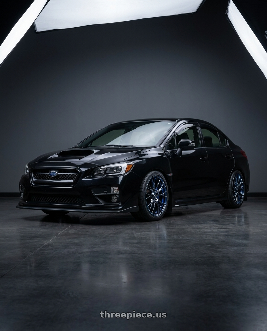 2017 Subaru wrx with WedsSport SA-20R 5x114.3 18x8.5+50 Blue Light Chrome II wheels