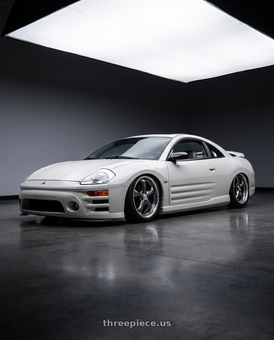 2003 mitsubishi eclipse gts white with Work Wheels VS-KF 5x114.3 18x9.5+27 Brilliant Silver Black O Disk FULL REVERSE wheels