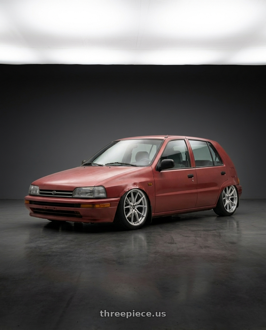 1994 Daihatsu charade 4doors hatchback with Advanti Racing 80S Hybris 5x114.3 19x8.5 +45 Silver with Machined Face wheels