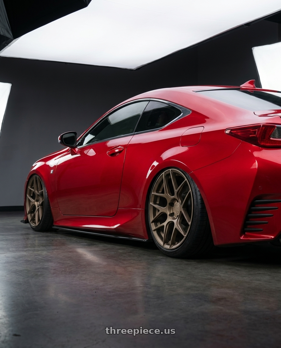 2018 Lexus RC F with Aodhan AFF2 5x114.3 19x9.5+35 Matte Bronze wheels rear three quarter view slight stretch tires