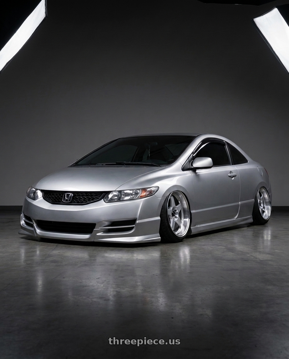 2007 Honda civic with Aodhan AH02 5x100 / 5x114.3 17x8+35 Silver w/ Machined Lip wheels