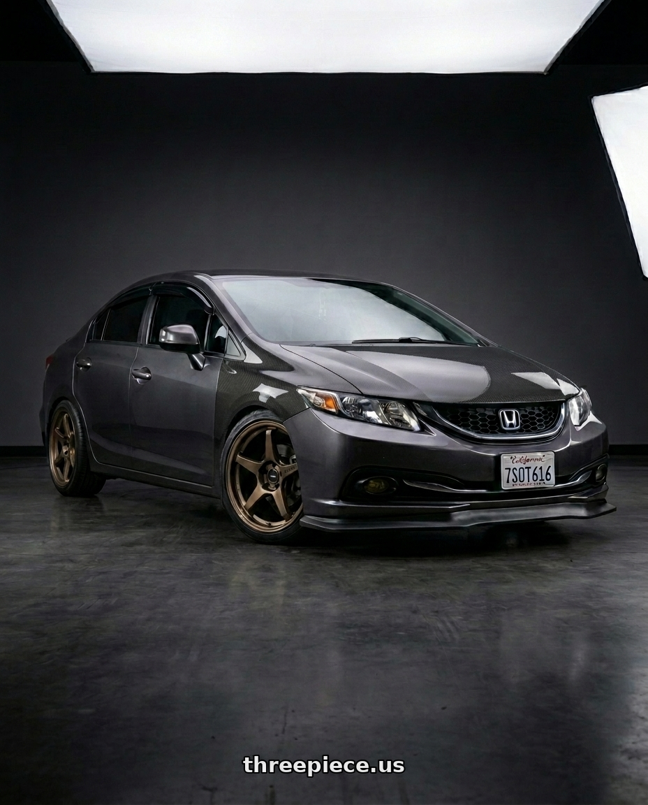 2015 Honda Civic LX, carbon fiber hood and fenders with Enkei TS-7 5x114.3 18x8.5+45 Storm Gray wheels