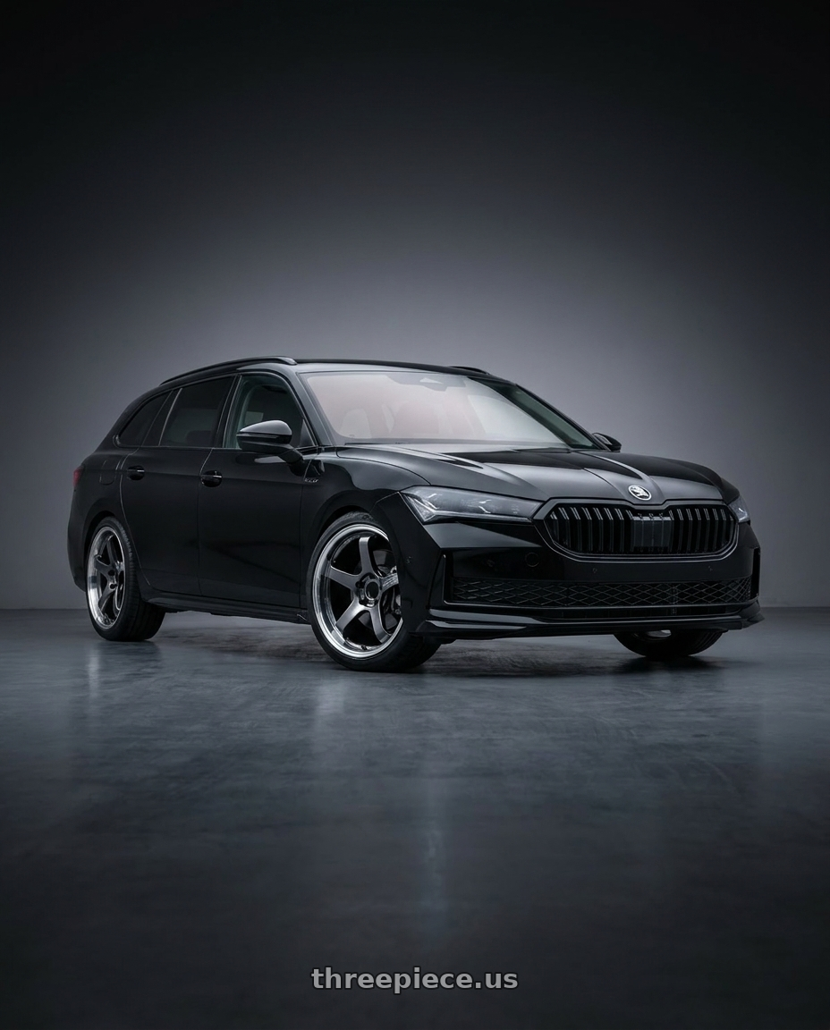 2026 skoda superb combi sportplus with Advan Racing GT BEYOND 5x112 19x8.5 +45 MACHINING & HYPER PLATINUM BLACK wheels