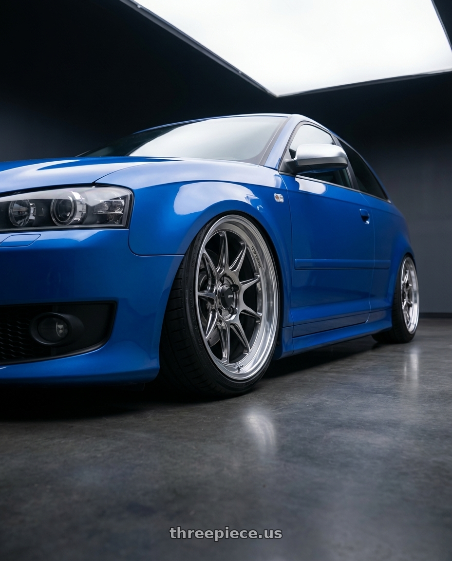 2019 Audi S3 8V with Konig Countergram 5x112 19x8.5+43 Hyper Chrome / Machined Lip wheels