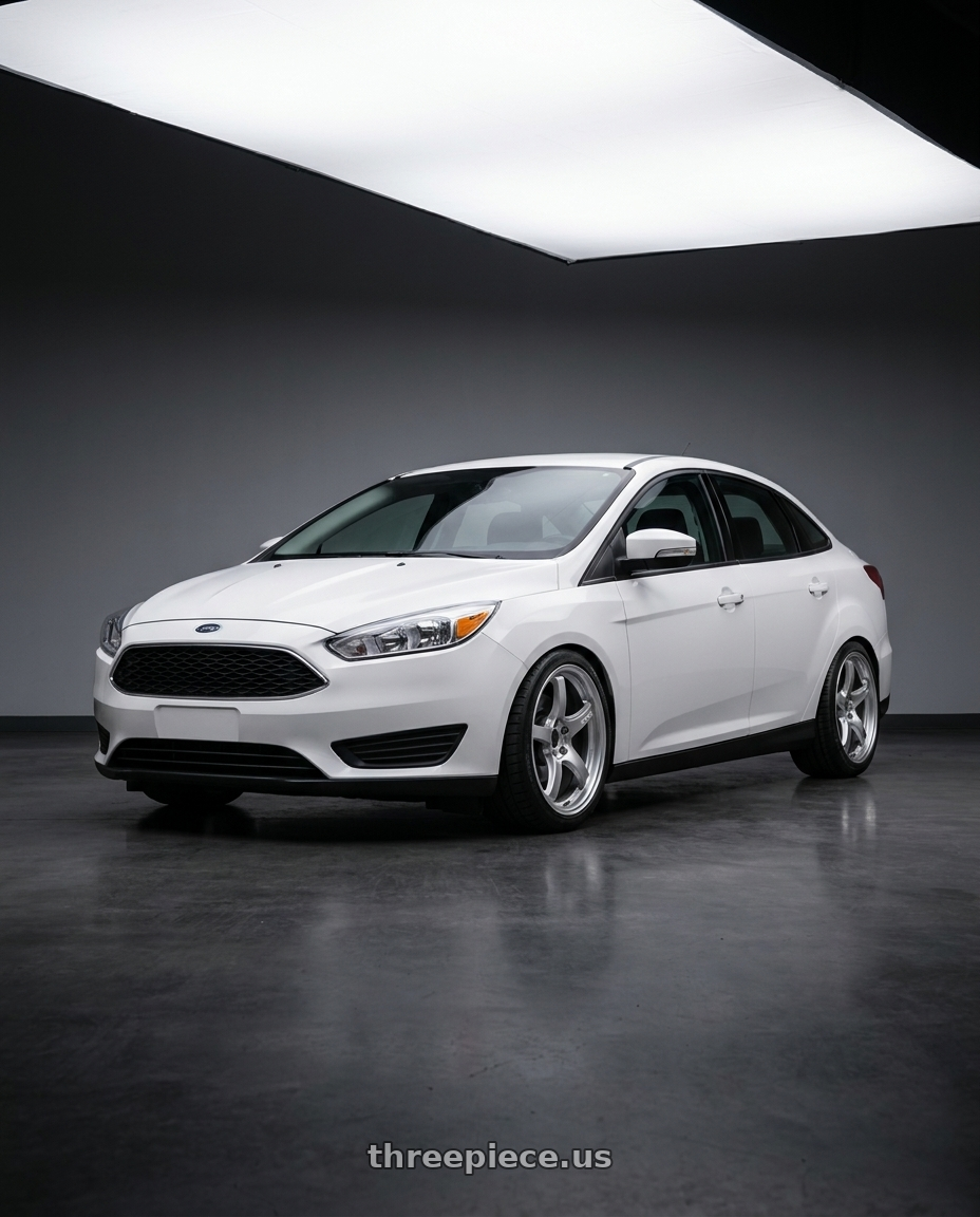 2015 Ford Focus with Gram Lights 57CR 5x114.3 18x9.5+38 Grace Silver wheels