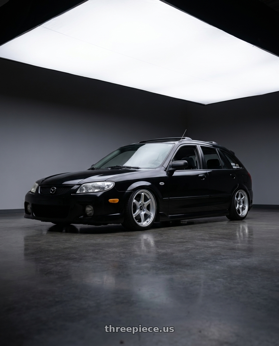 2002 Mazda Protege5 with MST Wheels MT40 5X114.3 16x7.0 +38 Glossy Silver wheels