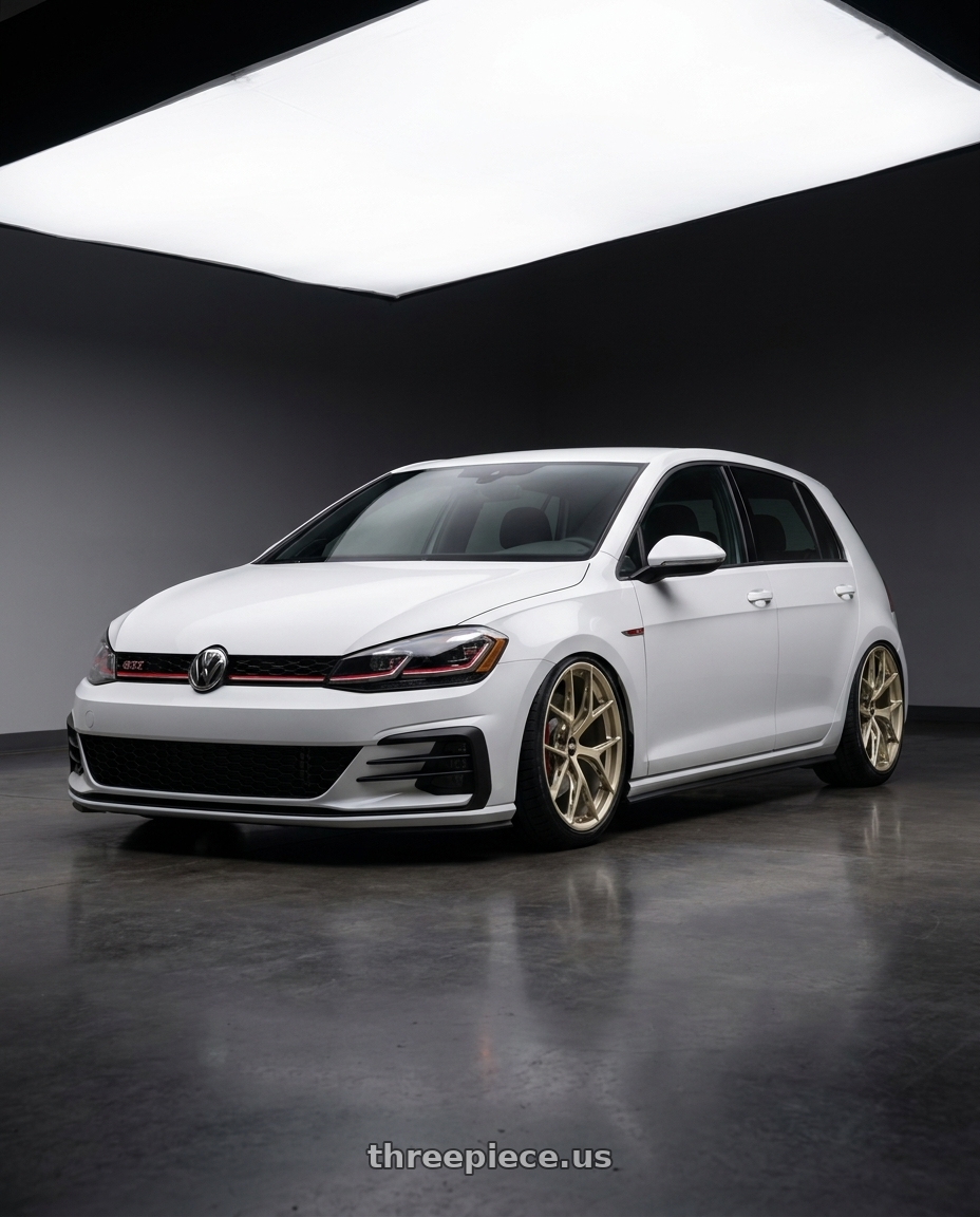 2019 Vw golf gti with BBS FI-R 5x112 19x9 +35 White Gold wheels