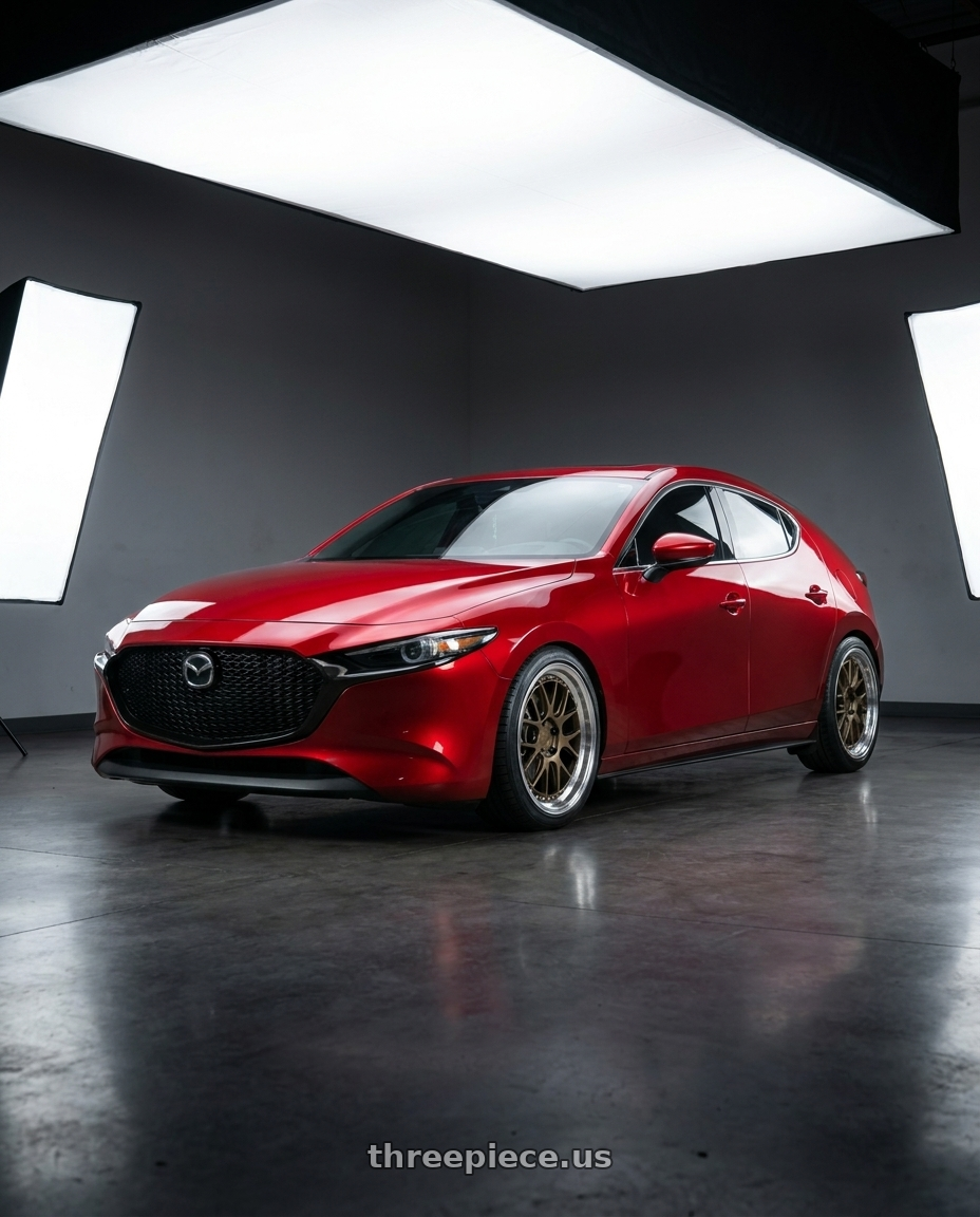 2026 Mazda 3 hatchback with Aodhan DS06 5x114.3 18x8.5+35 Bronze w/Machined Lip wheels