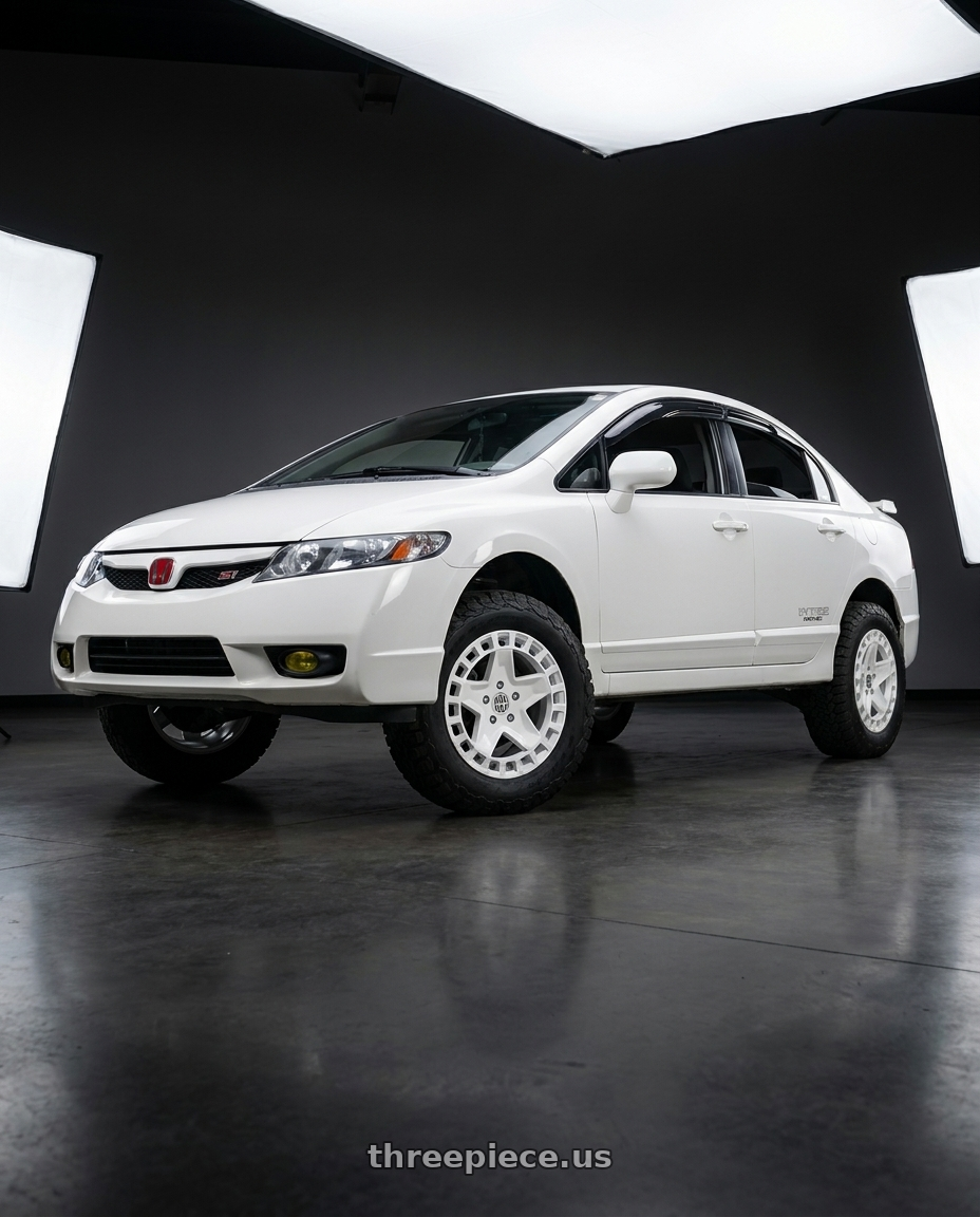 2008 Honda Civic SI with Victor Equipment ALPEN 5X130 17X8 +10 GLOSS WHITE wheels