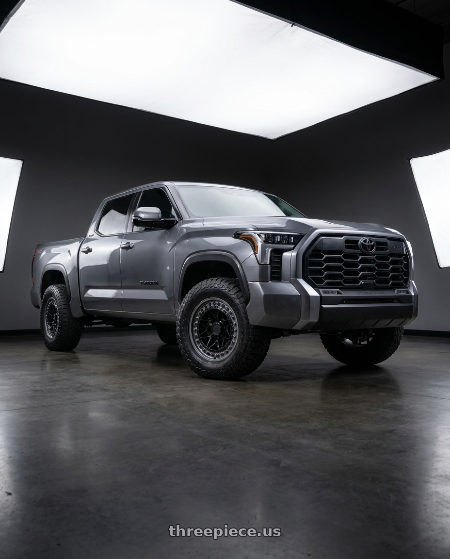 2025 Toyota tundra trd unlimited with Black Rhino ALPHA 6X139.7 18X9 +20 MATTE BLACK W/ GUNMETAL LIP wheels