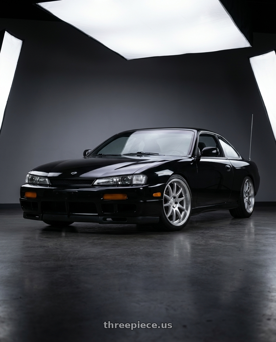 1997 nissan 240sx  with Aodhan DS02 5x114.3 18x9.5+30 Silver w/Machined Face wheels