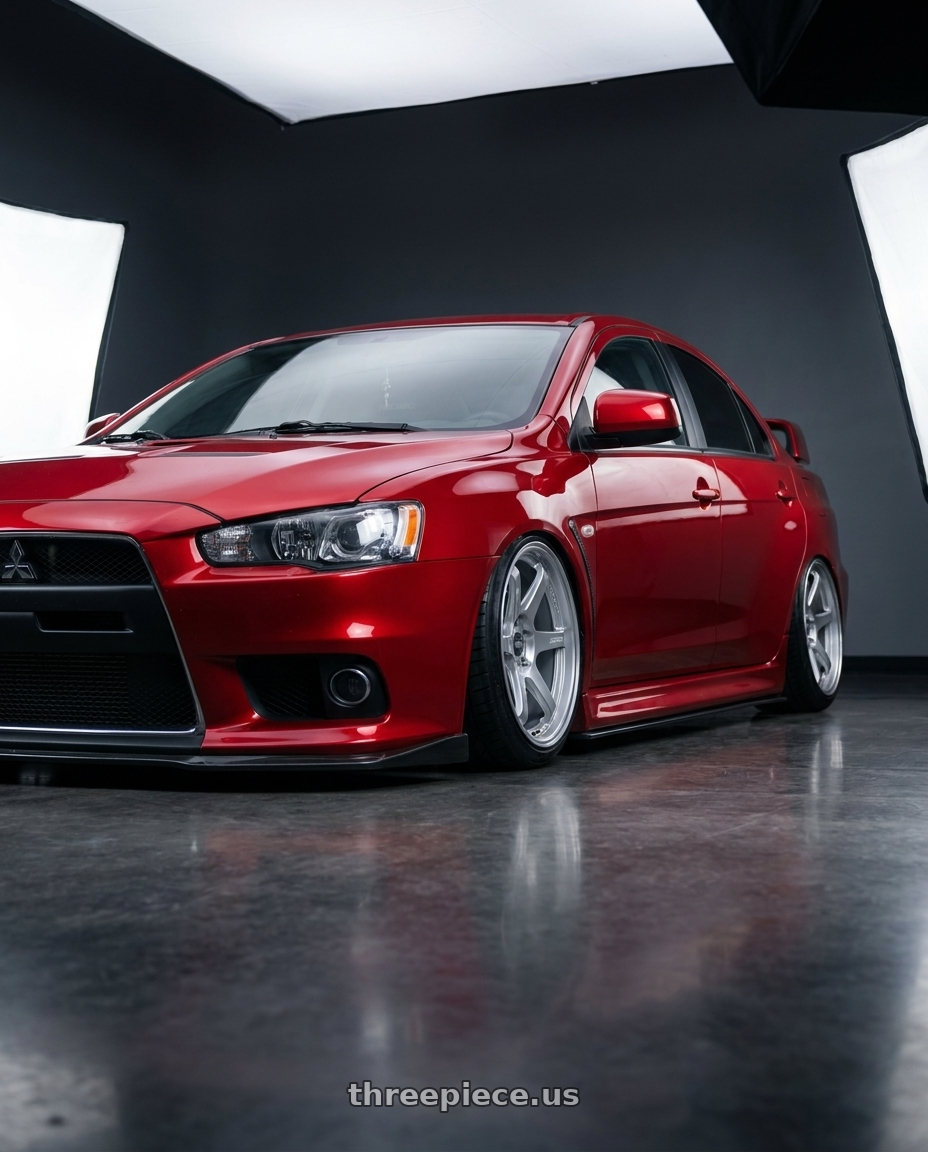 2012 Mitsubishi Lancer Evo X with ESR Wheels APEX SERIES AP6 5x114.3 18x9.5 +22 Hyper Silver wheels