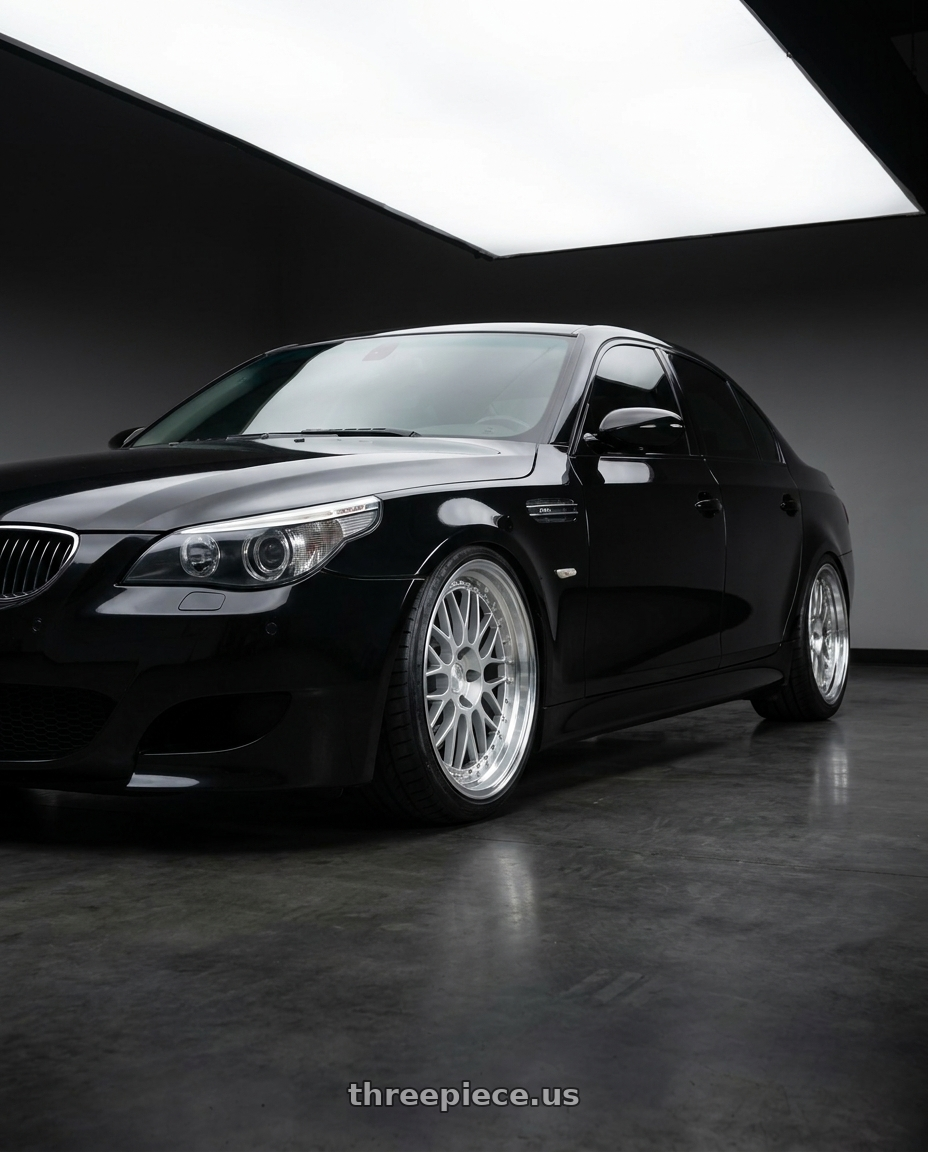 2004 bmw e60 545i with Aodhan AH02 5x120 19x9.5 +35 Silver w/ Machined Lip wheels
