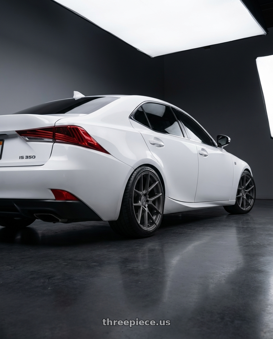 2018 Lexus IS 350 F Sport with Avant Garde Wheels M510 5X114.3 19x9.5 +40 Dolphin Grey wheels rear three quarter view square tires