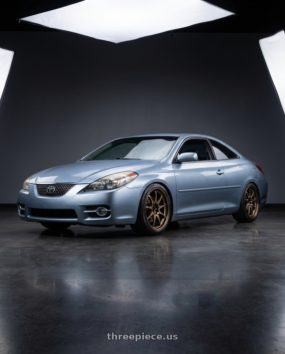 2008 toyota camry with Volk Racing CE28N 5x114.3 18x8.5 +30 BRONZE wheels front three quarter view lowered stance