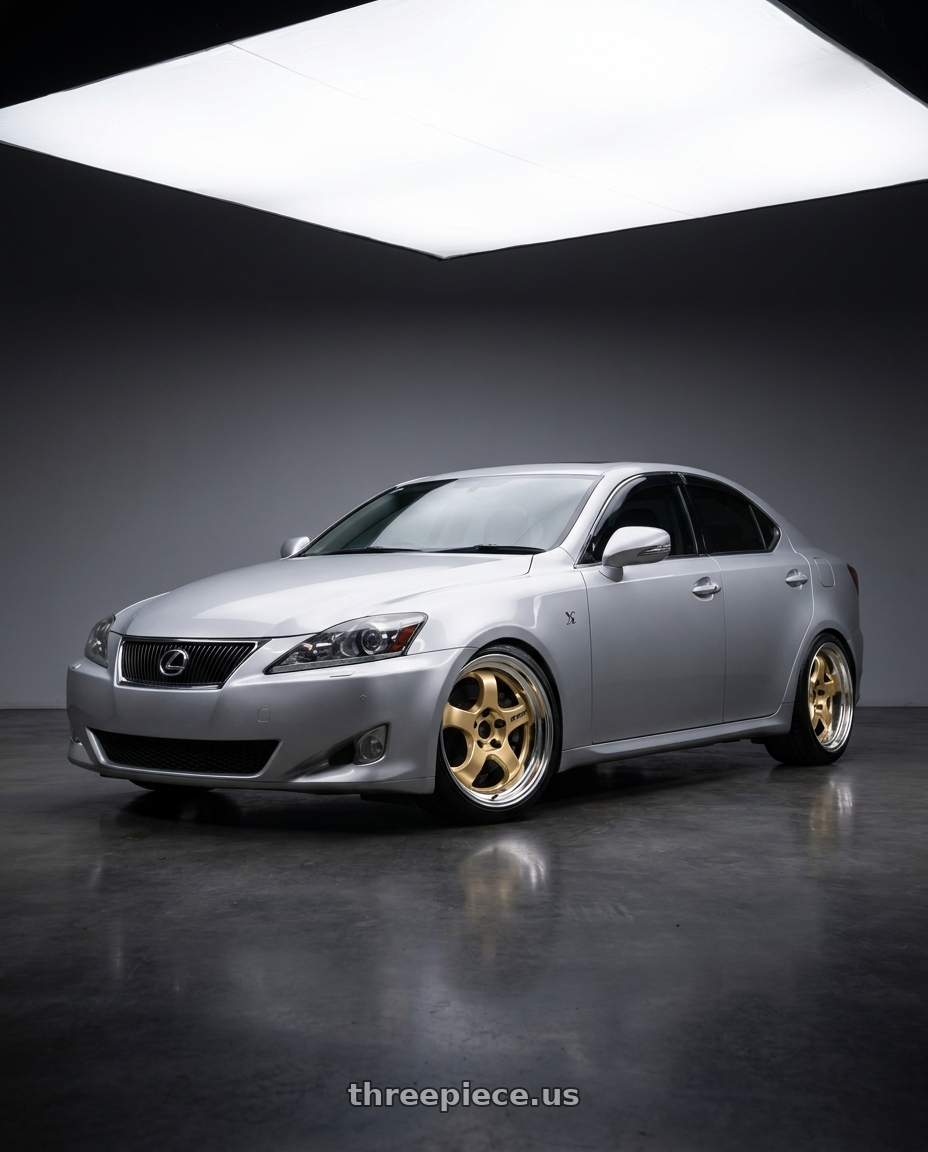 2013 Lexus Is250 Base Silver with Work Meister S1 3P 5x114.3 18x9.5+35 L Disk Bright Buff Finish wheels