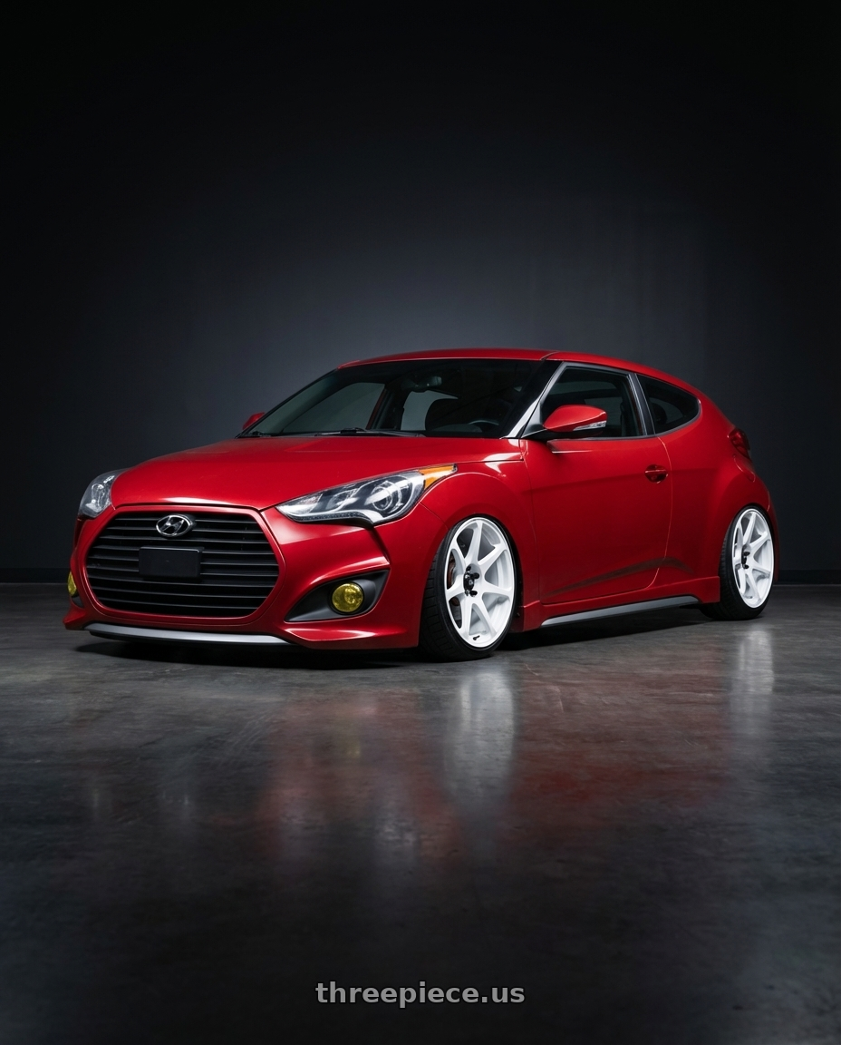 2013 Hyundai veloster turbo with Motegi MR154 BATTLE 5X110 17X8 +43 WHITE wheels