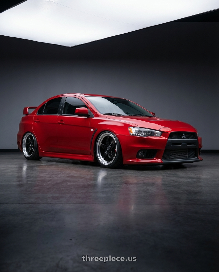 2012 Mitsubishi Lancer Evo X with Forgestar D5 Drag 5x114.3 18x10 +22 Gloss Black Machined wheels