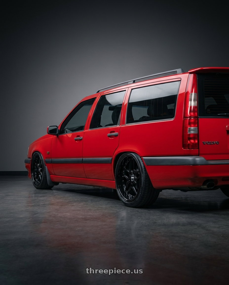 1994 Volvo 850 turbo wagon with ESR Wheels CS SERIES CS15 5x100 18x8.5 +30 Gloss Black wheels rear three quarter view slight stretch tires