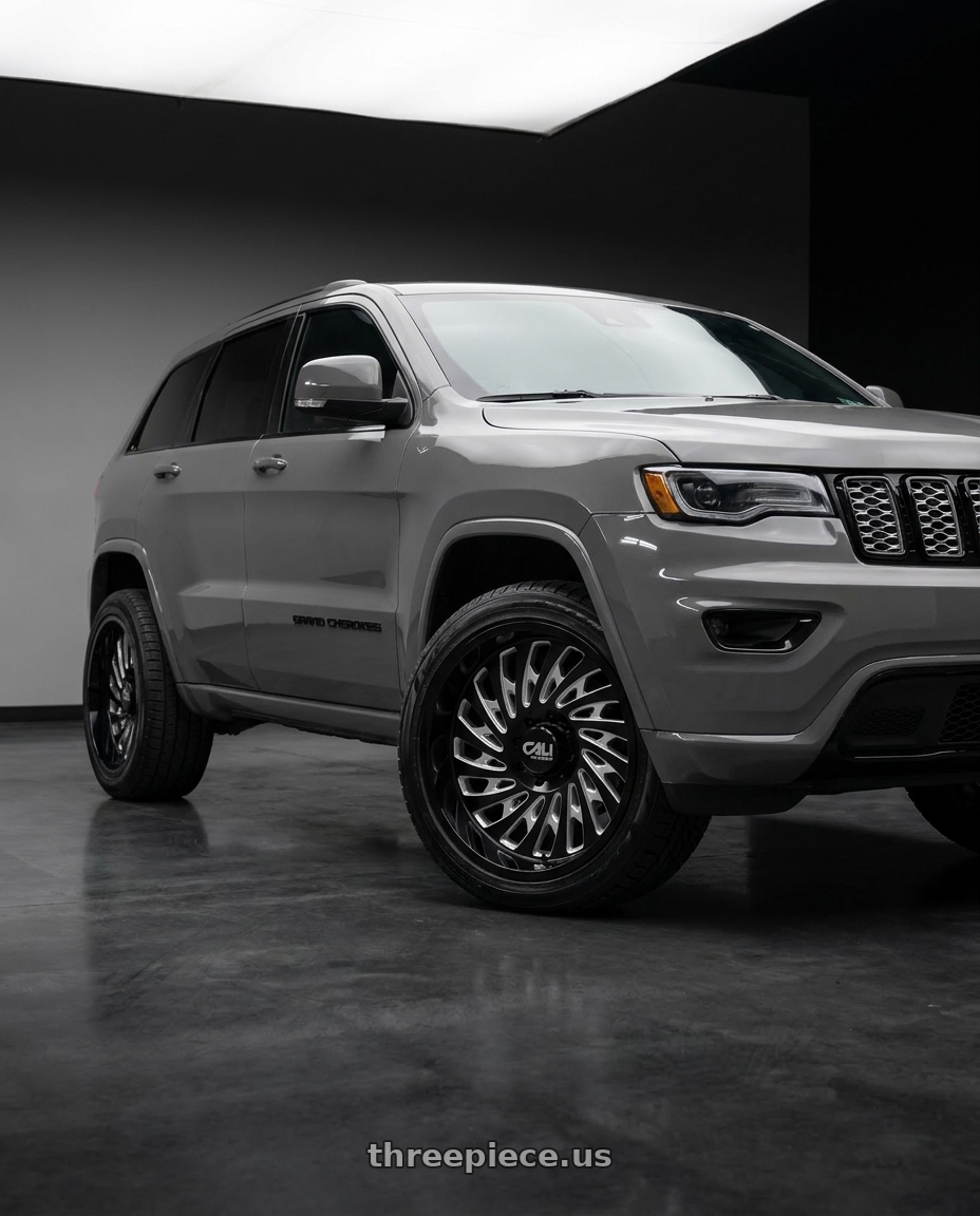 2021 Jeep Grand Cherokee Overland with Cali Off-Road Switchback 9108 5x127 20x12-51 Gloss Black/Milled wheels