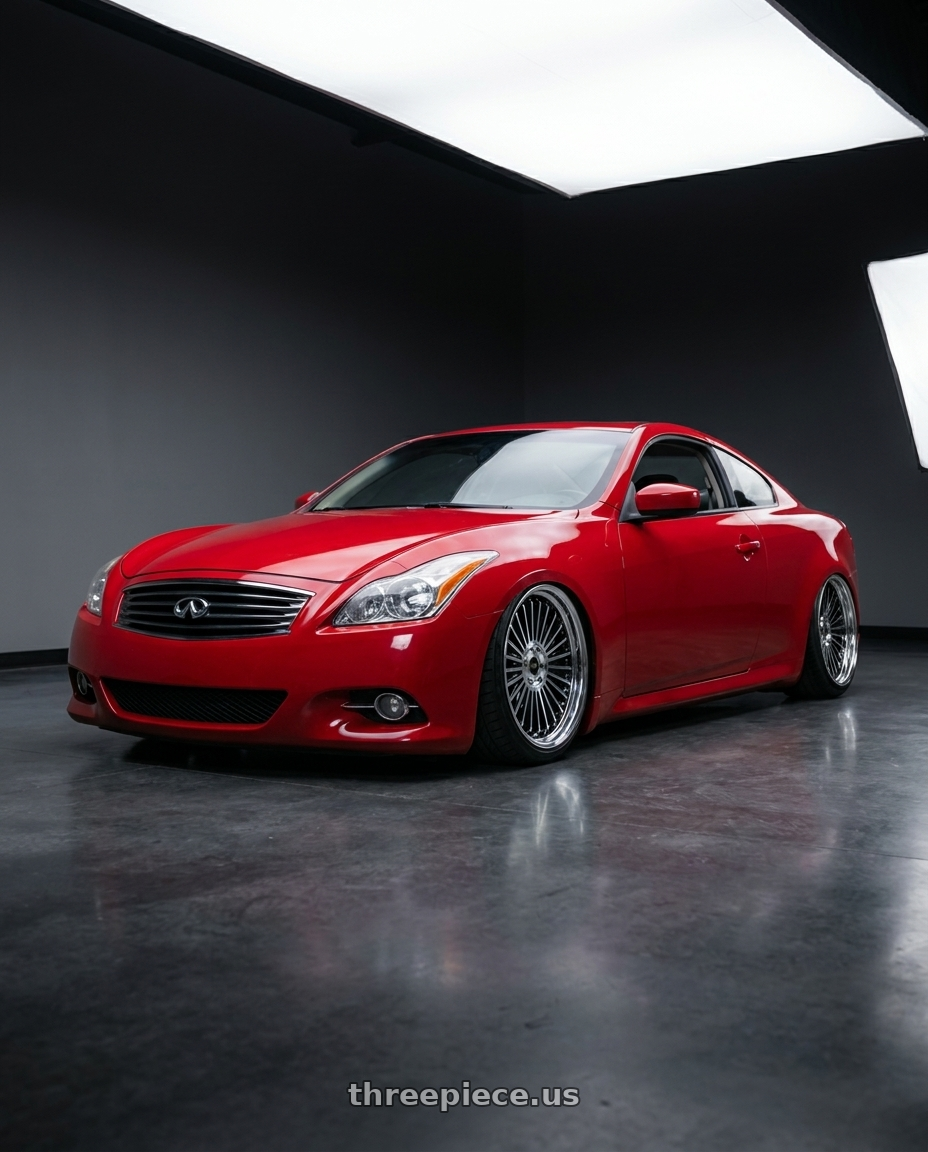 2008 Infiniti g37 coupe red with Work Emitz Black Polish 5x114.3 19x10.0 +22 wheels
