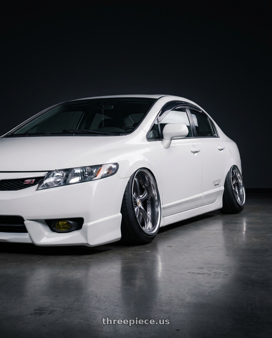 2008 Honda Civic SI with Work Wheels VS-KF 5X114.3 19x9+41 Brilliant Silver Black L Disk FULL REVERSE wheels