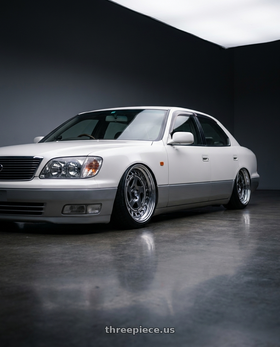 1999 Toyota celsior with FORMULA AERO SPOKE 5x114.3 19X10+-14 NR Disk Titan Silver wheels