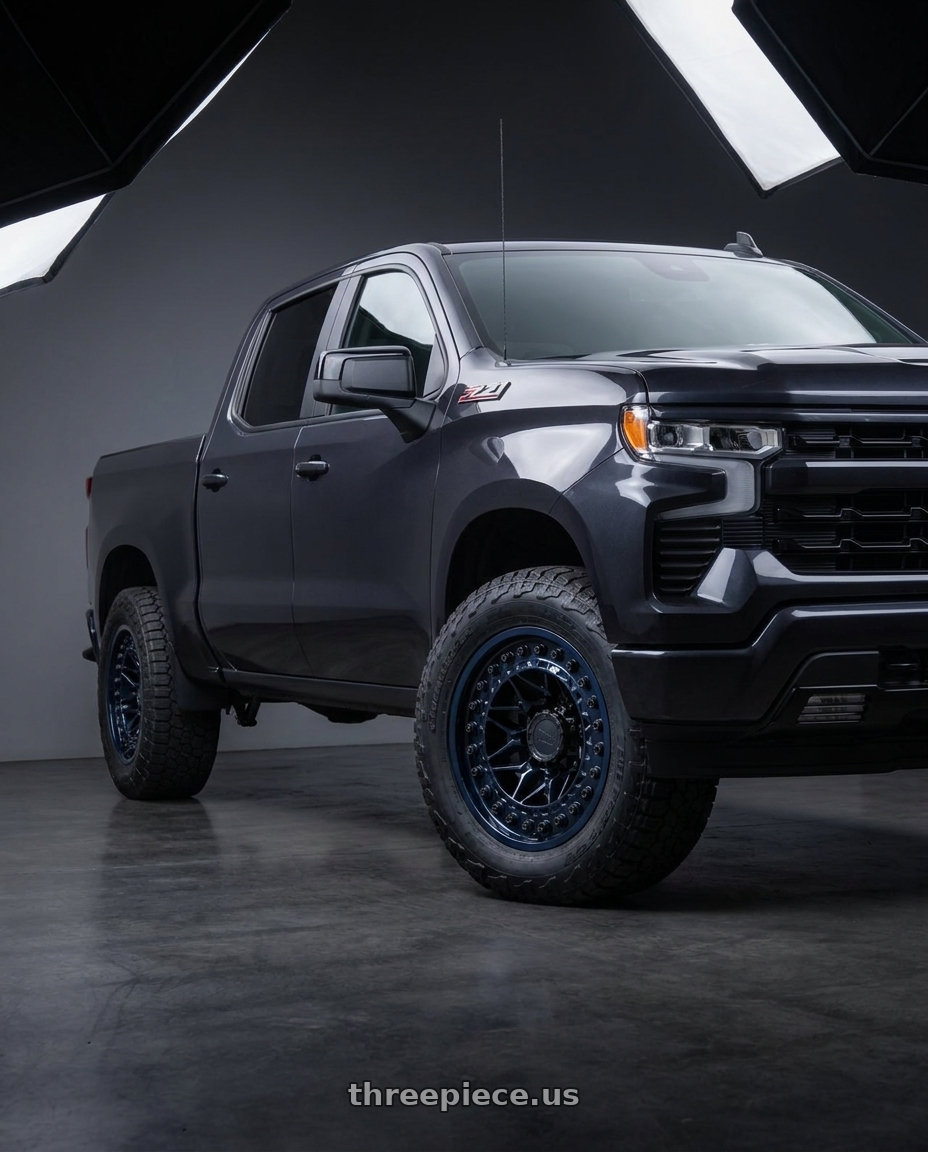 2023 Chevrolet Silverado 1500 with Black Rhino ALPHA 6X139.7 20X10 -18 MIDNIGHT BLUE wheels
