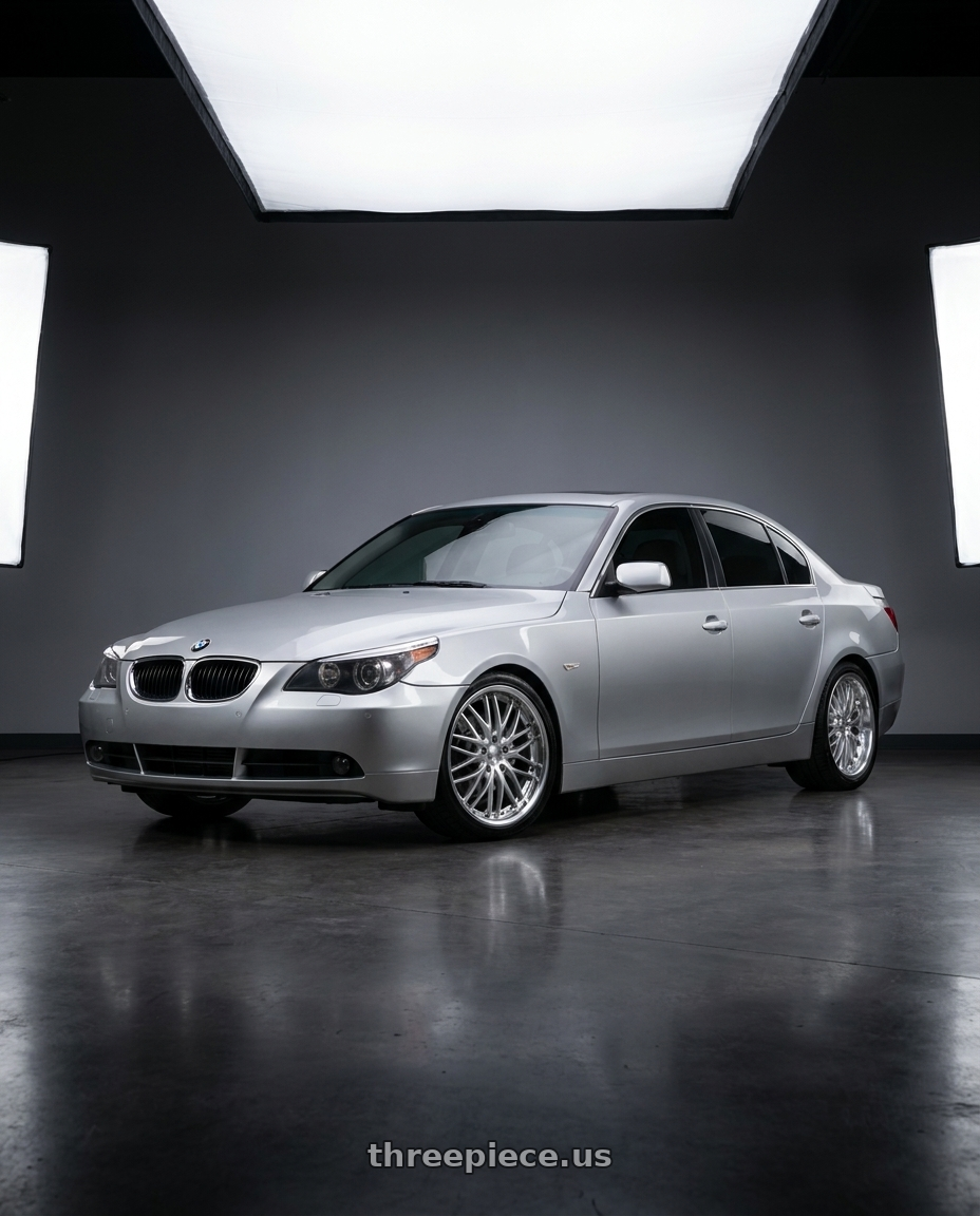 2005 bmw 545 i with MRR GT1 5x120 20x8.5  +20 Hyper Silver Machine Lip wheels