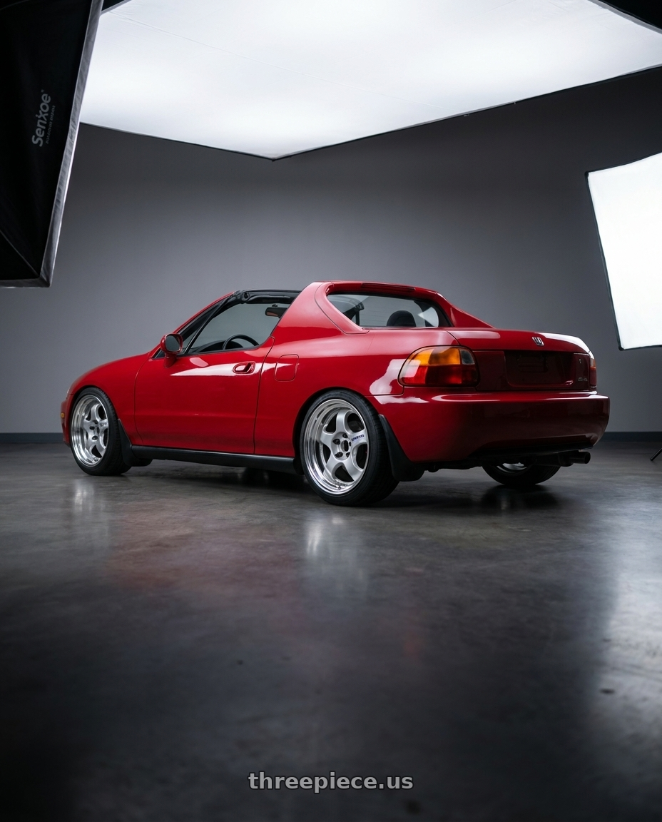 1995 honda del sol si with Work Meister S1 2P 5x112 15x7.5+12 R Disk Silver wheels rear three quarter view square tires