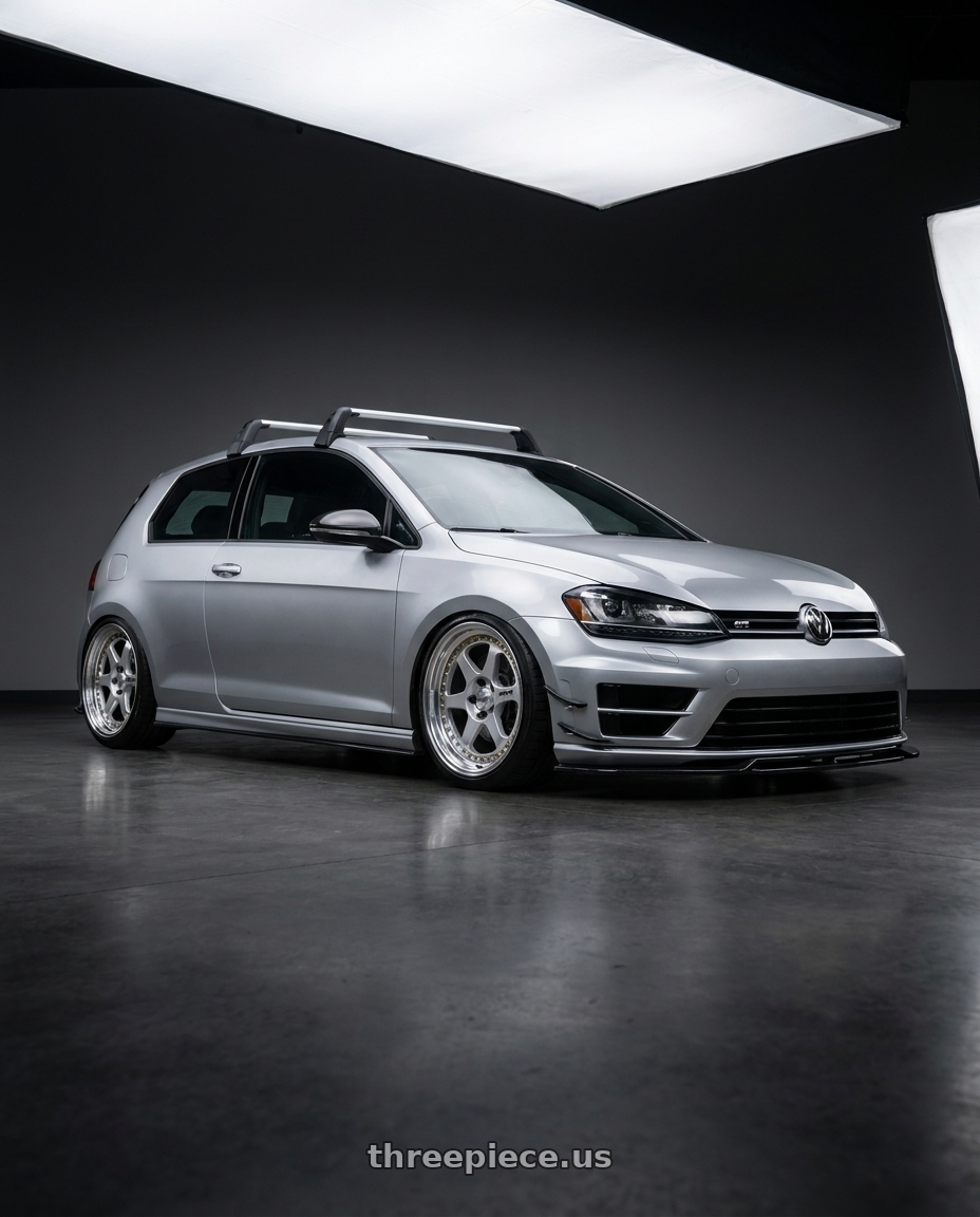 2015 VW GTI with Work Meister L1 3P 5x112 19x9+38 O Disk Matte Silver wheels