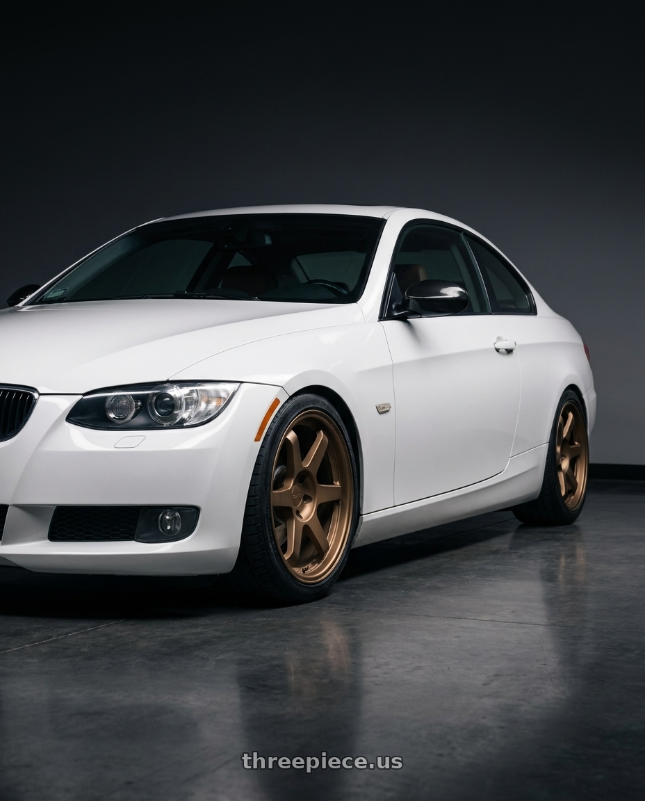 2008 BMW 328xi Alpine White with 9six9 SIX-1 5x120 18X8.5 +35 Matte Bronze wheels