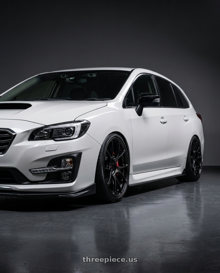 2020 subaru levorg gts STI type white  with Volk Racing G16 M-SPEC 5x114.3 19x9.5 +36 PRESSED BLACK CLEAR wheels