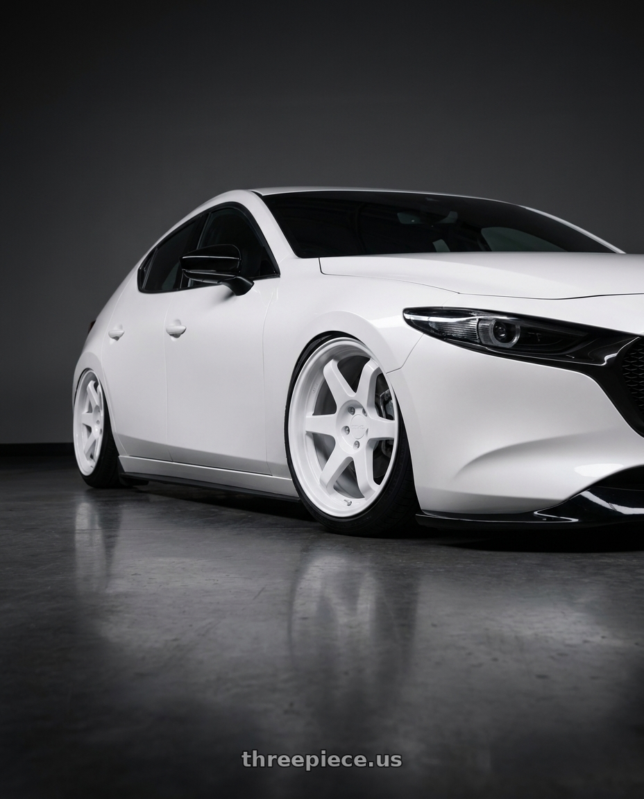 2025 mazda 3 with 9six9 SIX-1 5x108 18X8.5 +35 Competition White wheels
